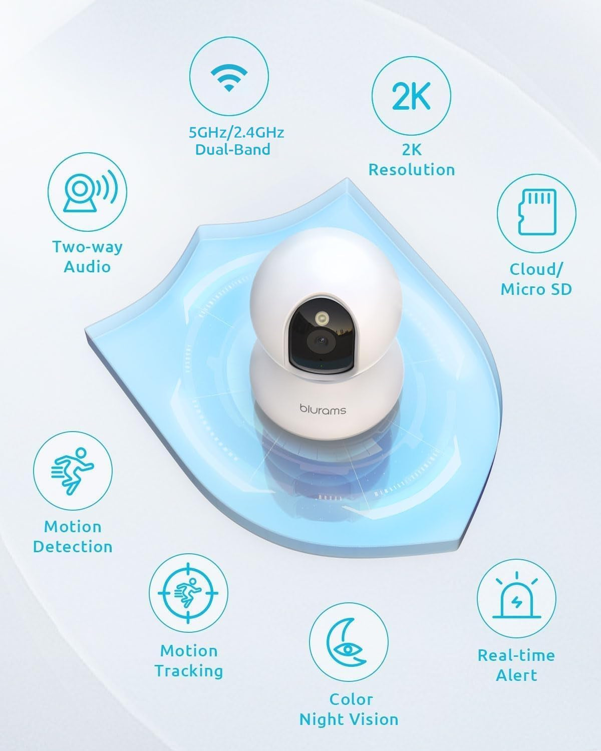 2K Smart Pet Camera – Indoor WiFi Dog & Cat Camera with 360° Pan, Motion Tracking, Colour Night Vision, 2-Way Audio, Alexa Compatible, App Control & SD/Cloud Storage