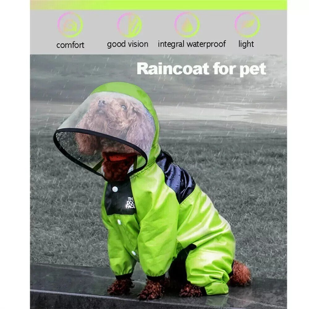 Pet Puppy Dog Raincoat Waterproof Clothes Jumpsuit Hooded Jacket Dog Rain Coat